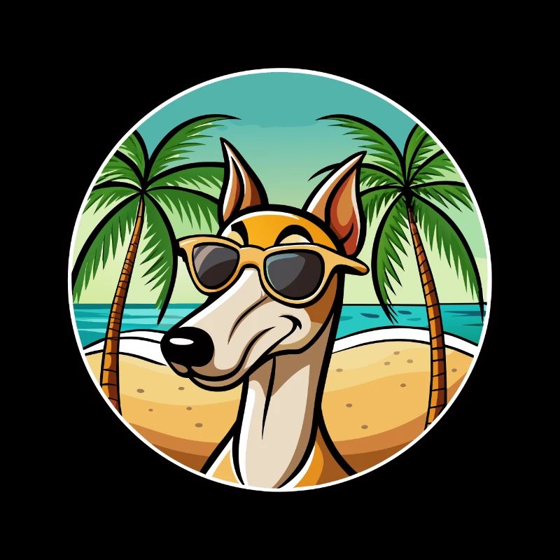 Alter kroatischer Windhund Hunderasse Cartoon Strand