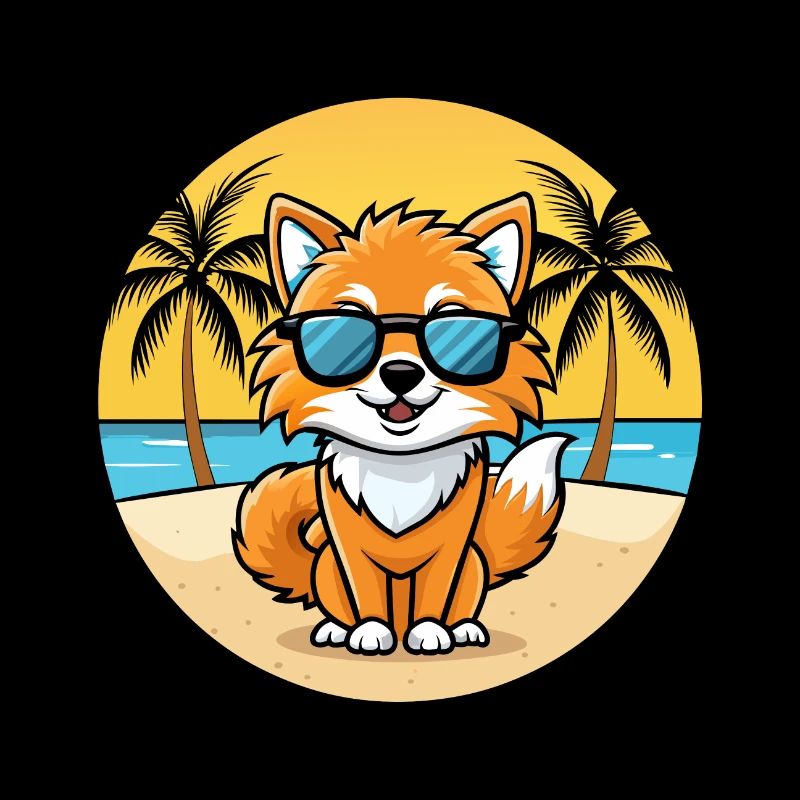 Pommersche Spitz Hunderasse Cartoon Sonnenbrille Strand