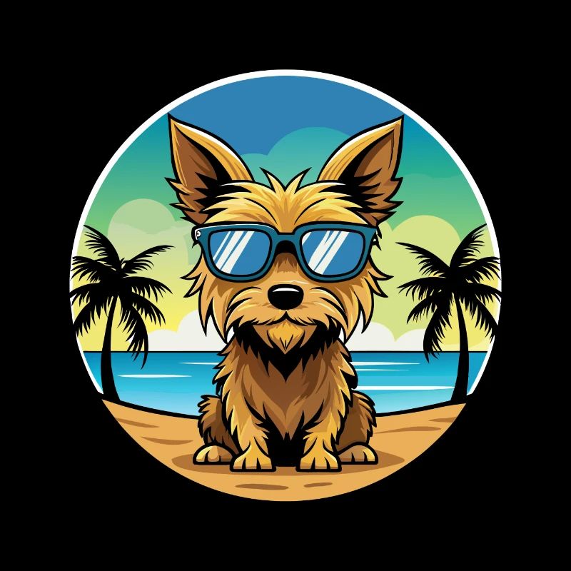 Australian Silky Terrier Hunderasse Cartoon Beach