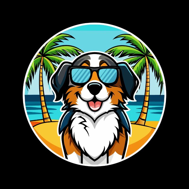 Berner Laufhund Hunderasse Cartoon Sonnenbrille Strand