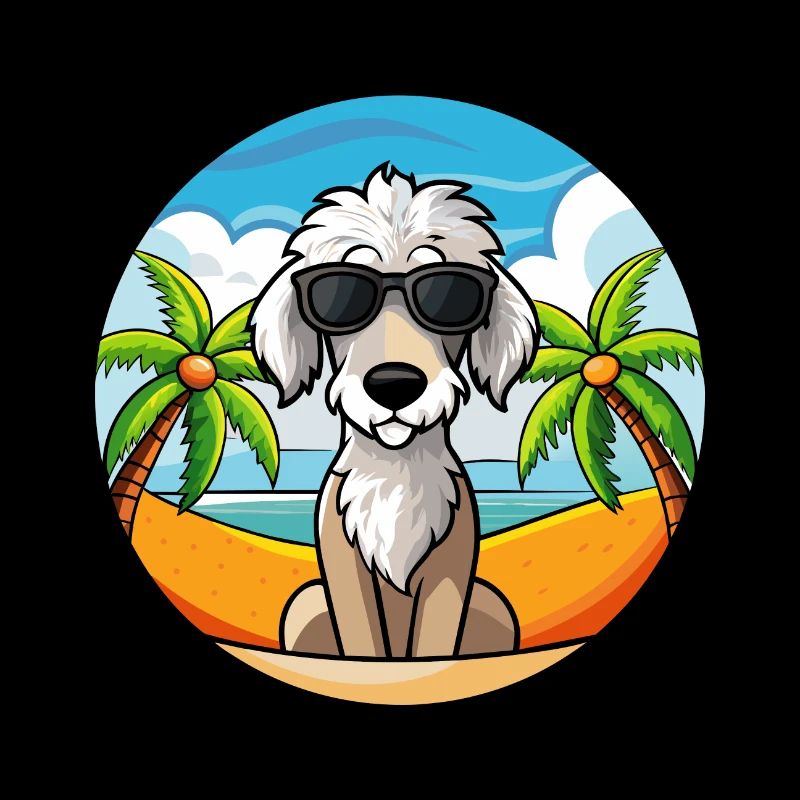 Bedlington Terrier Chien Race Dessin Animé Lunettes de Soleil