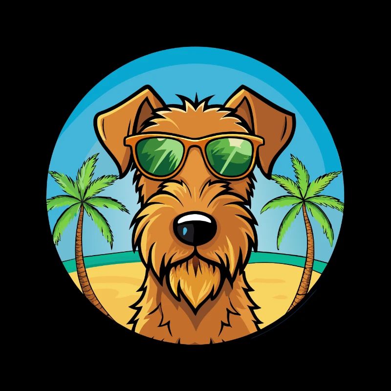 Irish Terrier Hunderasse Cartoon Sonnenbrille Strand