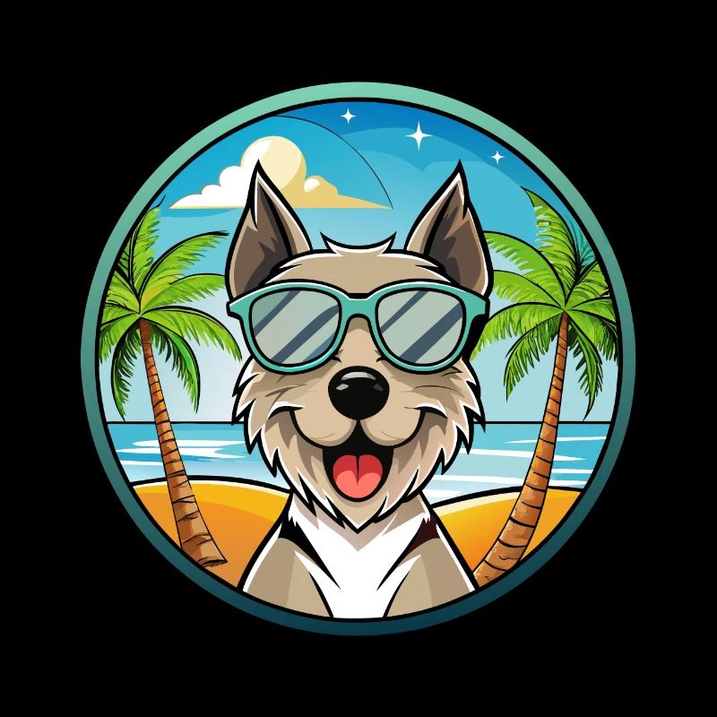 Gull Terrier Chien Race Dessin Animé Lunettes De Soleil Plage