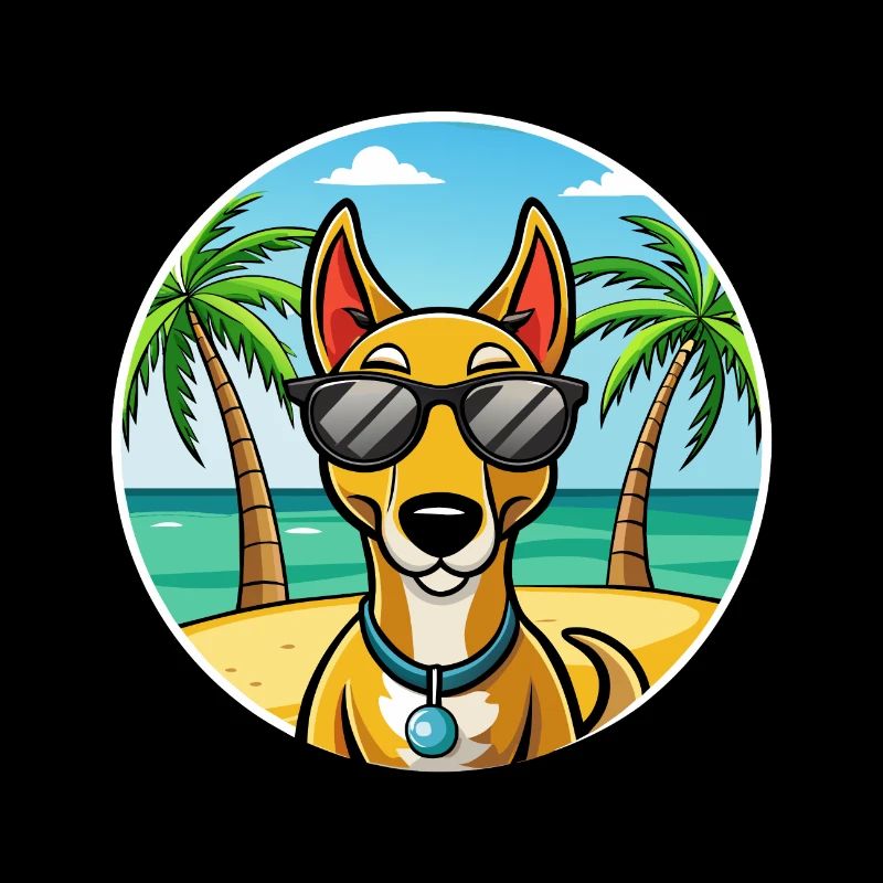 Arlequin russe Chien de race de chien dessin animé plage
