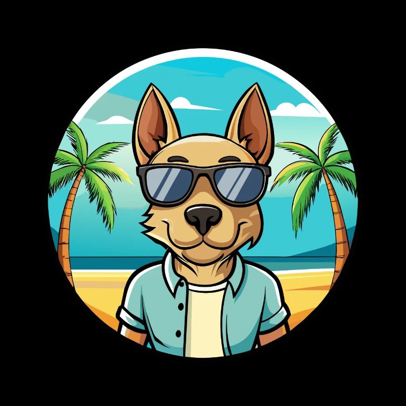 Thai Ridgeback Hund Rasse Cartoon Sonnenbrille Strand