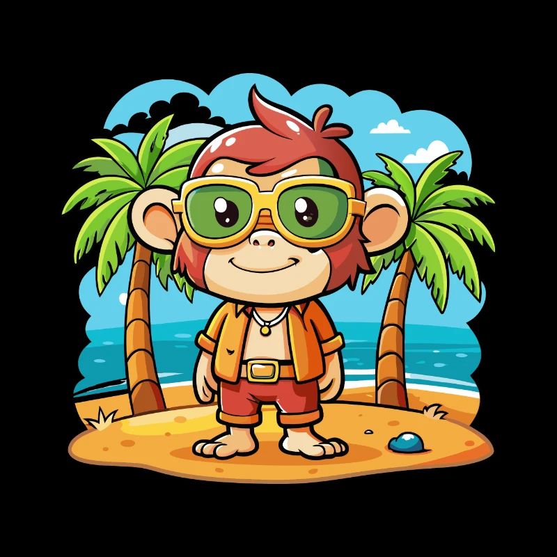 Lunettes de soleil de plage d’été de dessin animé drôle de singe
