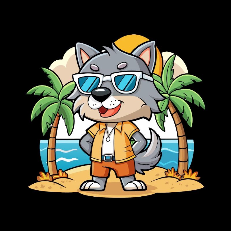 Lunettes de soleil de plage d’été de dessin animé drôle de loup