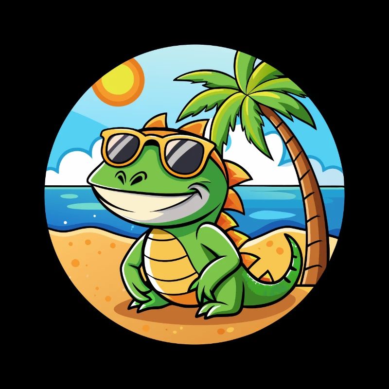 Lunettes de soleil de plage d’été de dessin animé drôle de lézard