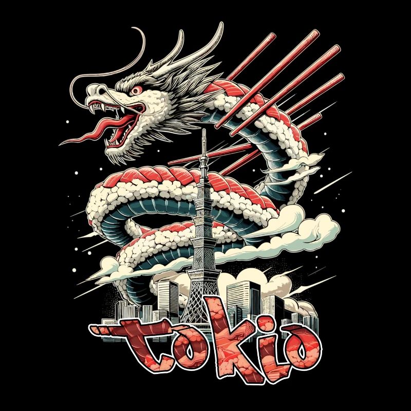 Sushi Drache Tokio Geschenk