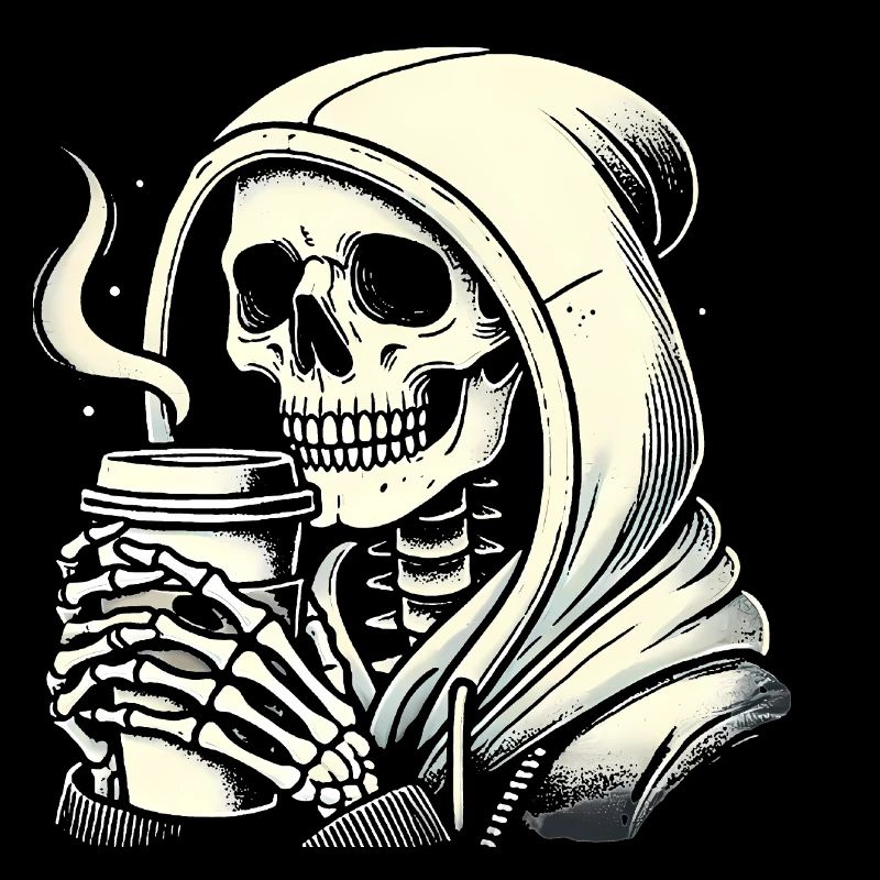 Chill Skeleton mit Kaffee Hoodie