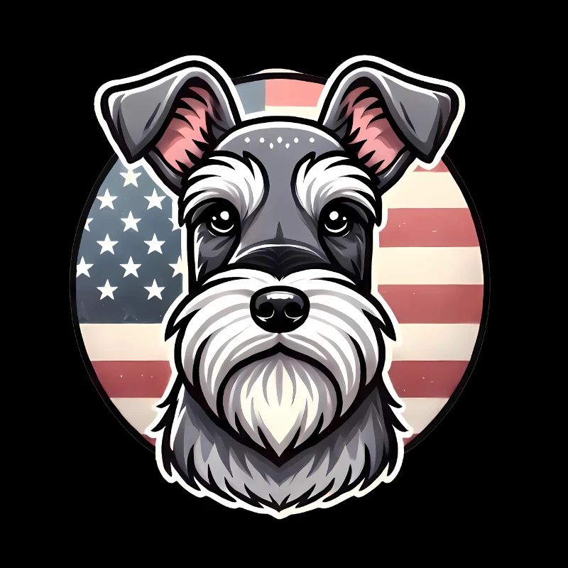 Schnauzer Dad Patriotic Dog Design