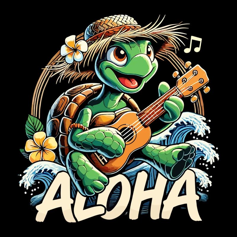 Aloha Schildkröte Ukulele Hawaii Meer Geschenk