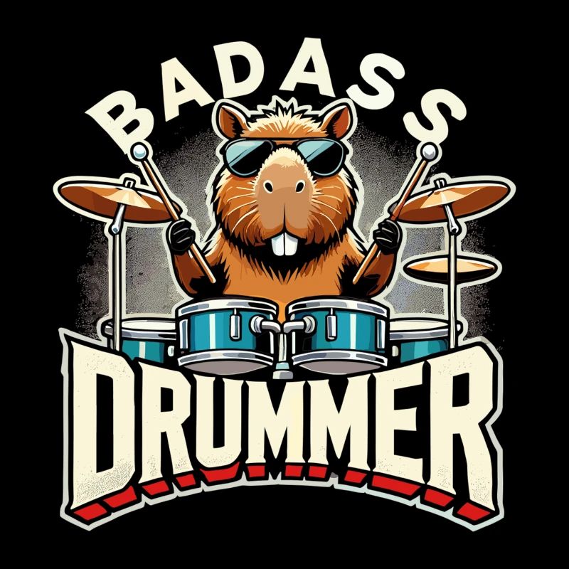 Badass Drummer Capybarun cadeau cool