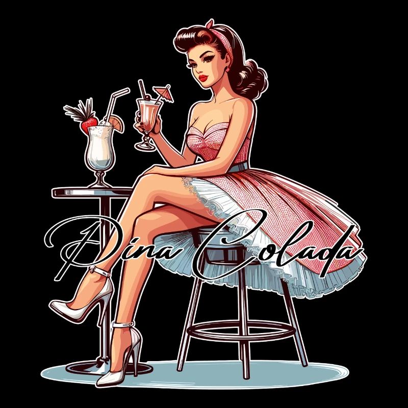 Frau Rockabilly Pina Colada Geschenk
