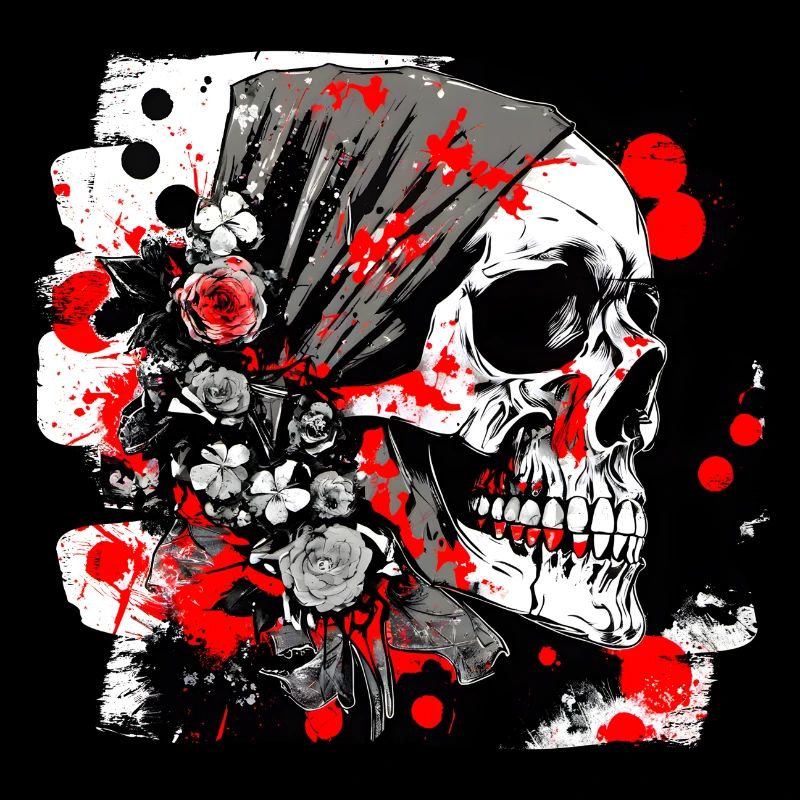 Totenschädel Splash Trash Polka Tattoo