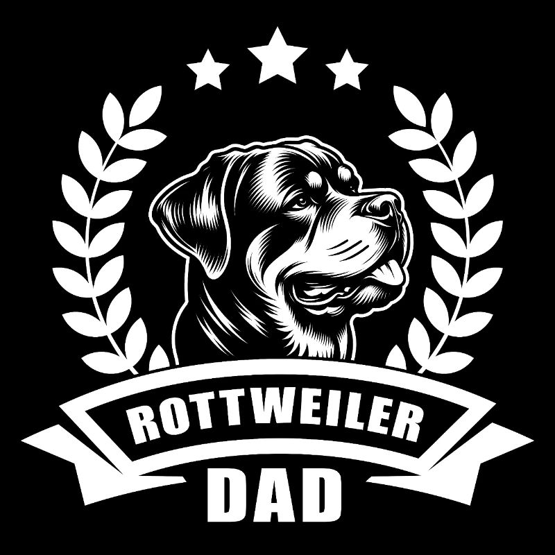 « Rottweiler Dad » avec bannière et couronne de blé