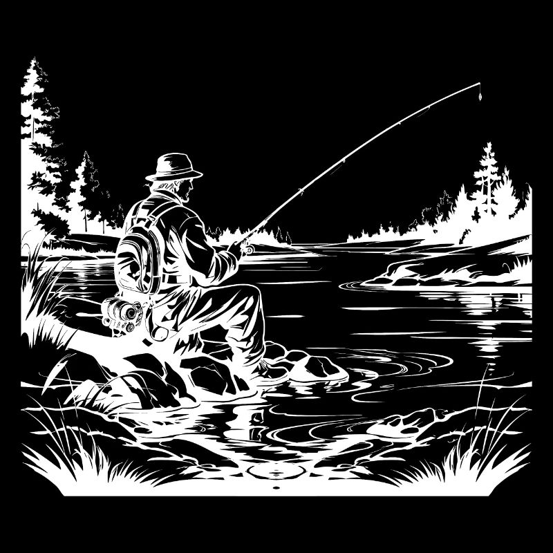 Impression blanche du pêcheur