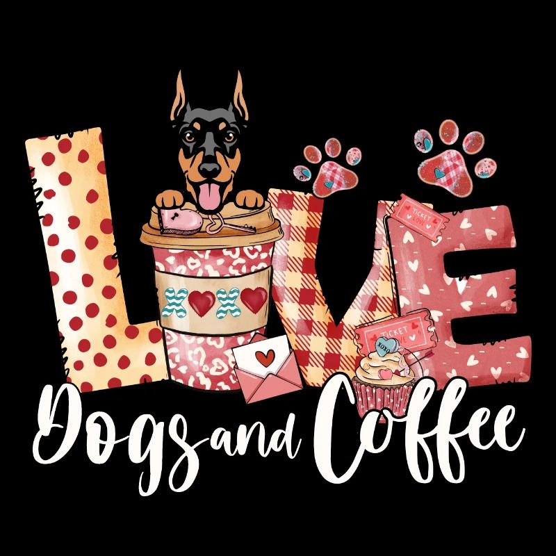 Doberman chien amateur de café Saint-Valentin
