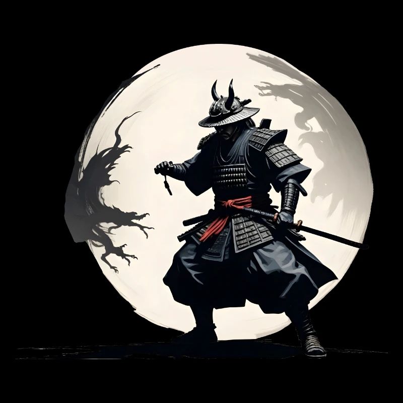 Samurai Krieger im Vollmond