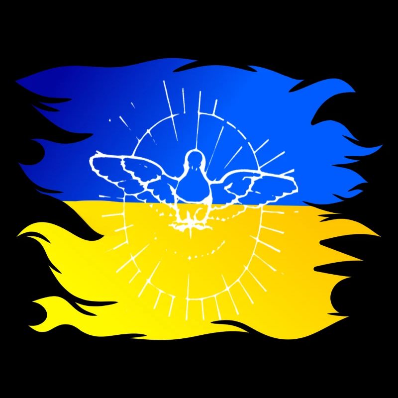 Drapeau de l’Ukraine avec colombe de la paix