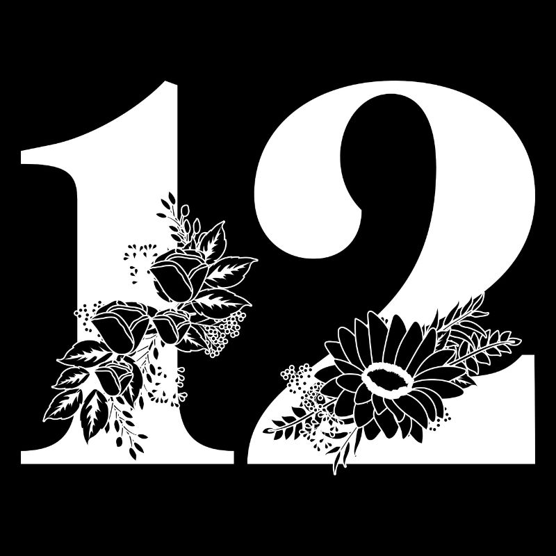 Nummer 12 Schwarze Blumen - 12. Blumengeburtstag