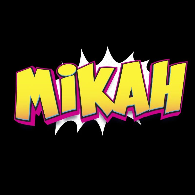 Mikah Benutzerdefinierter Name Comic-Buch-Stil Pop-Art, Mikah