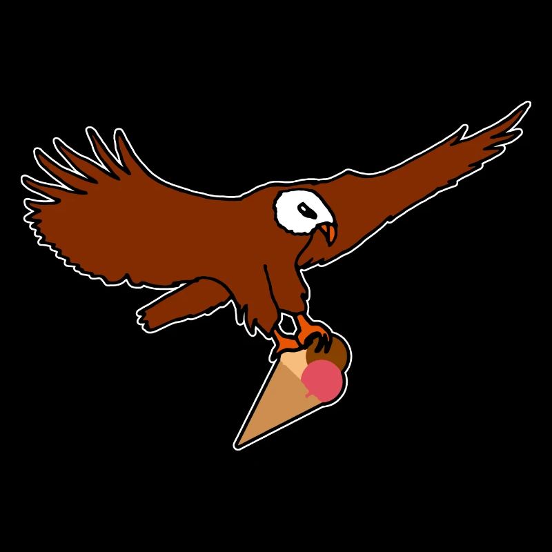 Aigle volant avec cornet de crème glacée