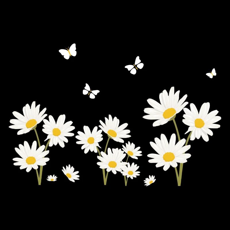Blumen, Gänseblümchen und Schmetterlinge