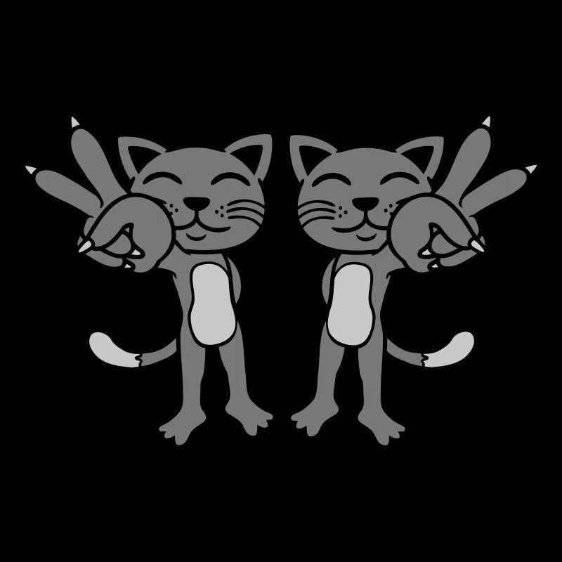 2 Chats Signe de paix