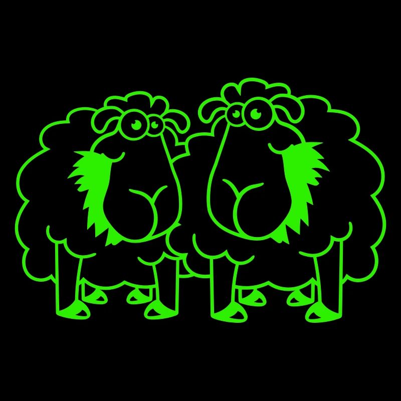 Two Sheep Eating Grass 2 Friends Team Hungry