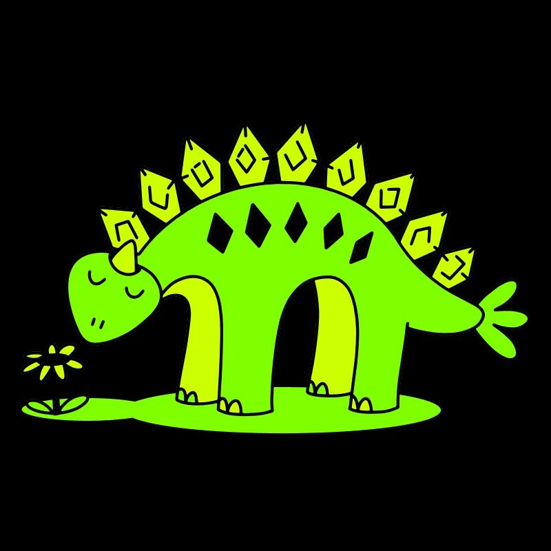 Little Dino smelling a flower