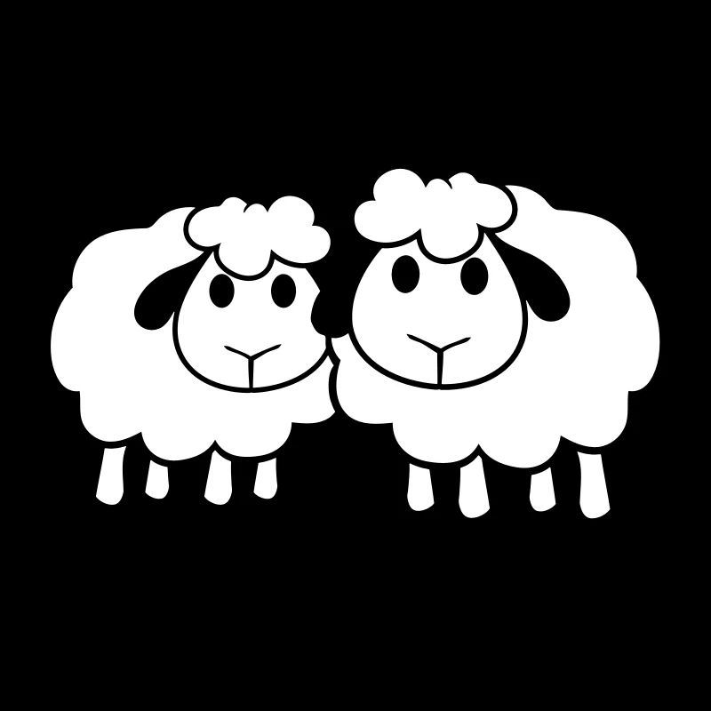 Deux Moutons Amis Équipe Équipage Mignon Petit Bébé Cher