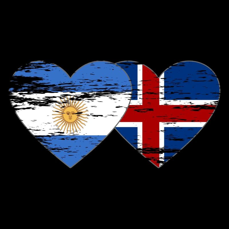 Argentine Islande drapeau coeur utilisé