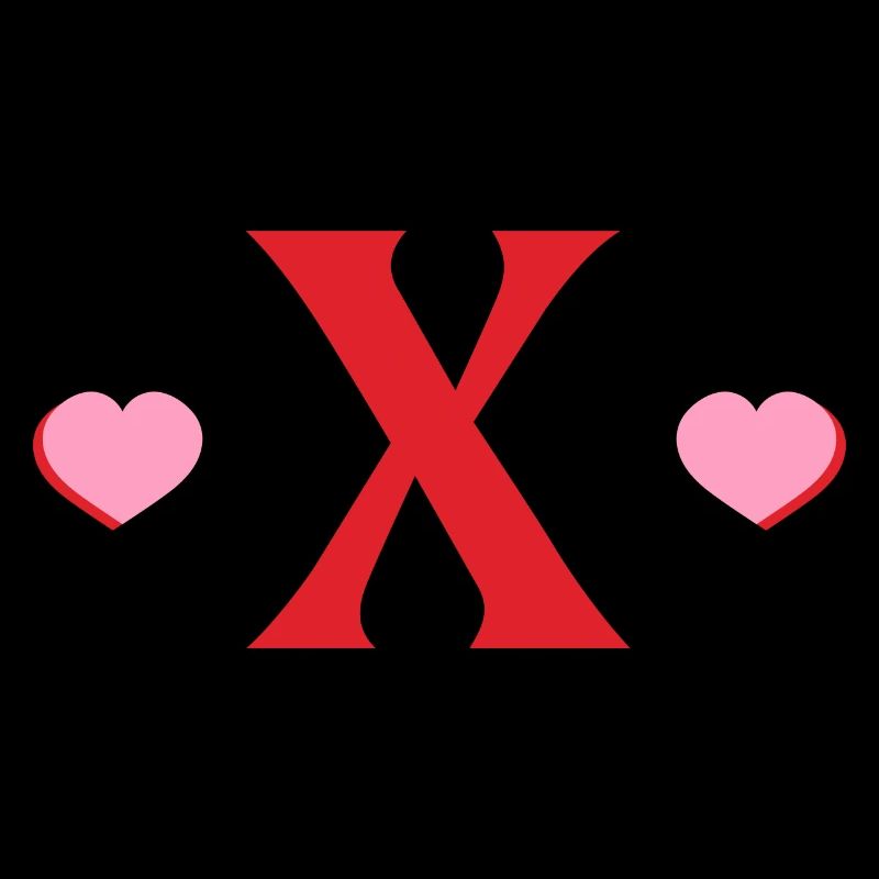 Buchstabe x Rote Herzen