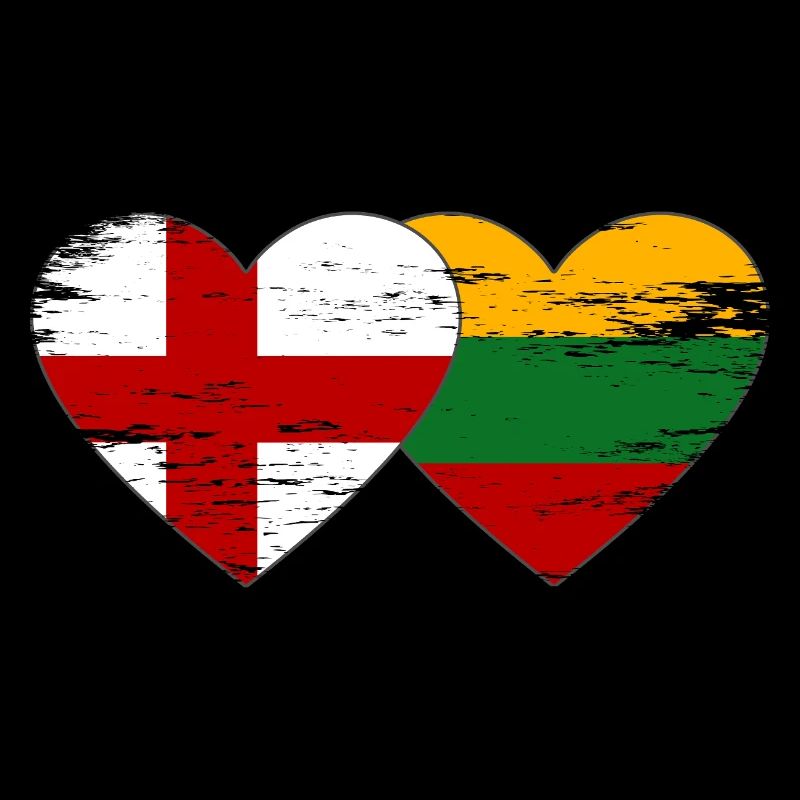 England Lithuania flag heart shape used