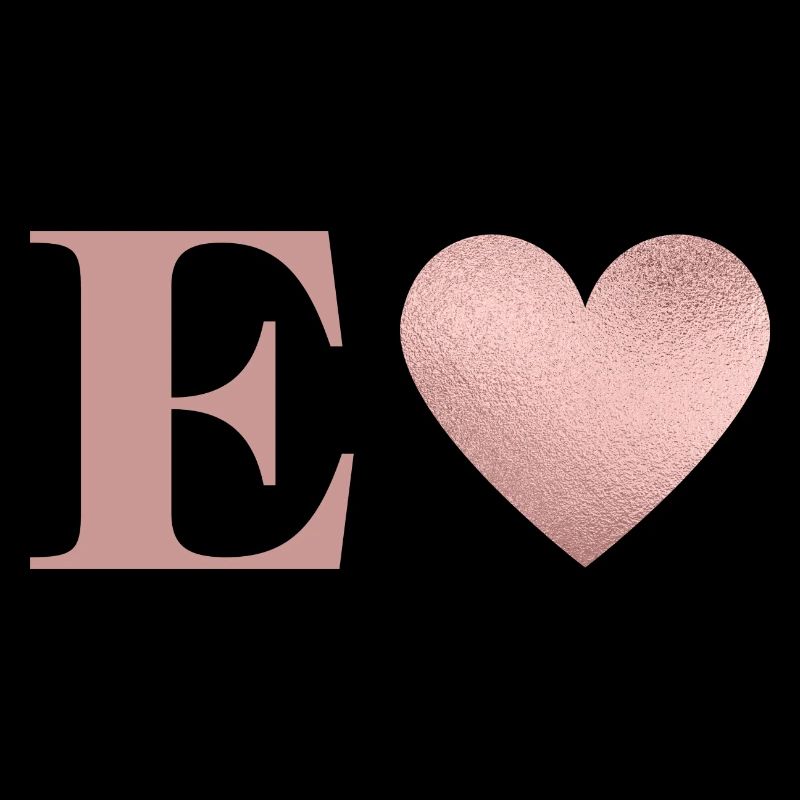 Letter e heart rose gold