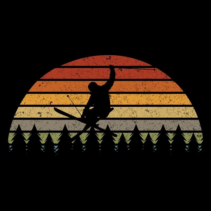Sunset Snowboarder im Pines Retro Tee