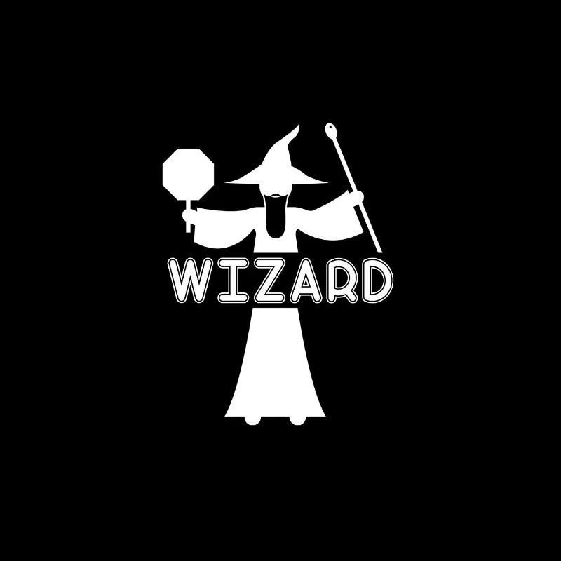 Wizard silhouette with magic wand