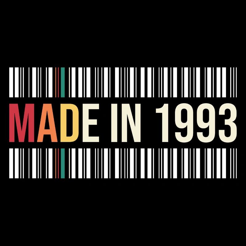Né en 1993 T-shirt code-barres rétro