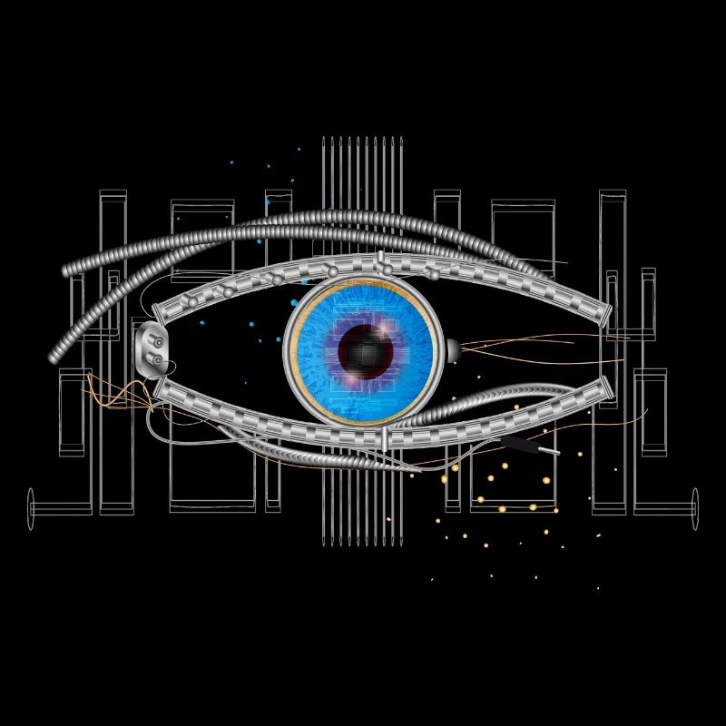 cool blue cyborg or robot eye