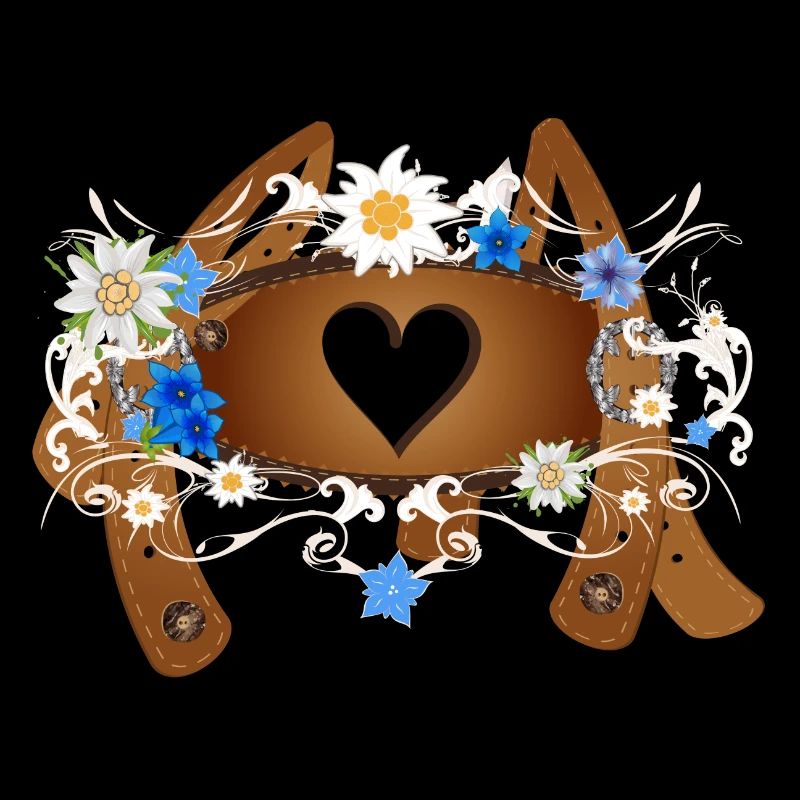 Quersteg mit Herz bei Hosenträgern einer Lederhose