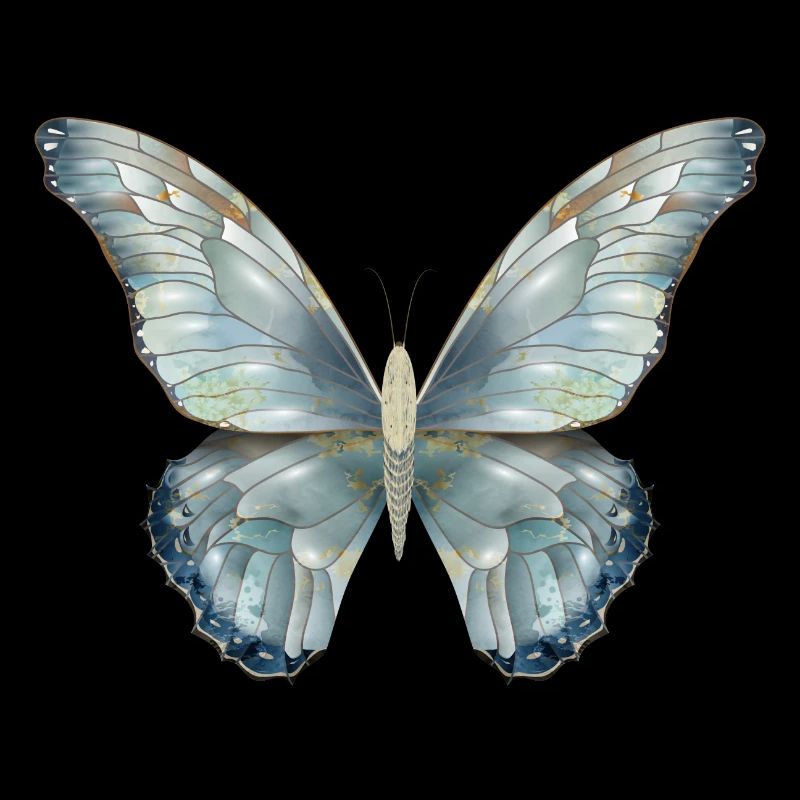 Papillon dans de délicates nuances de bleu peint à la main