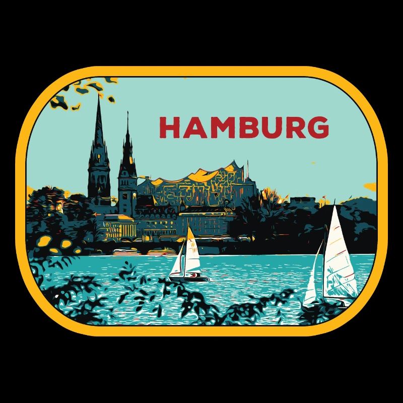 Fluss Hamburg: Segelboot-Illustration