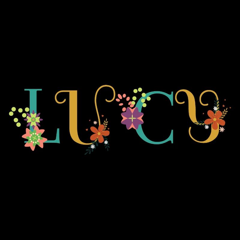 LUCY Name Art With Flowers Embroidered