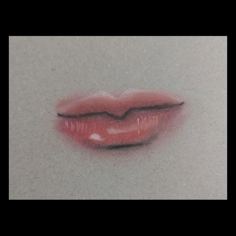 Lip art expressif sur feuille grise