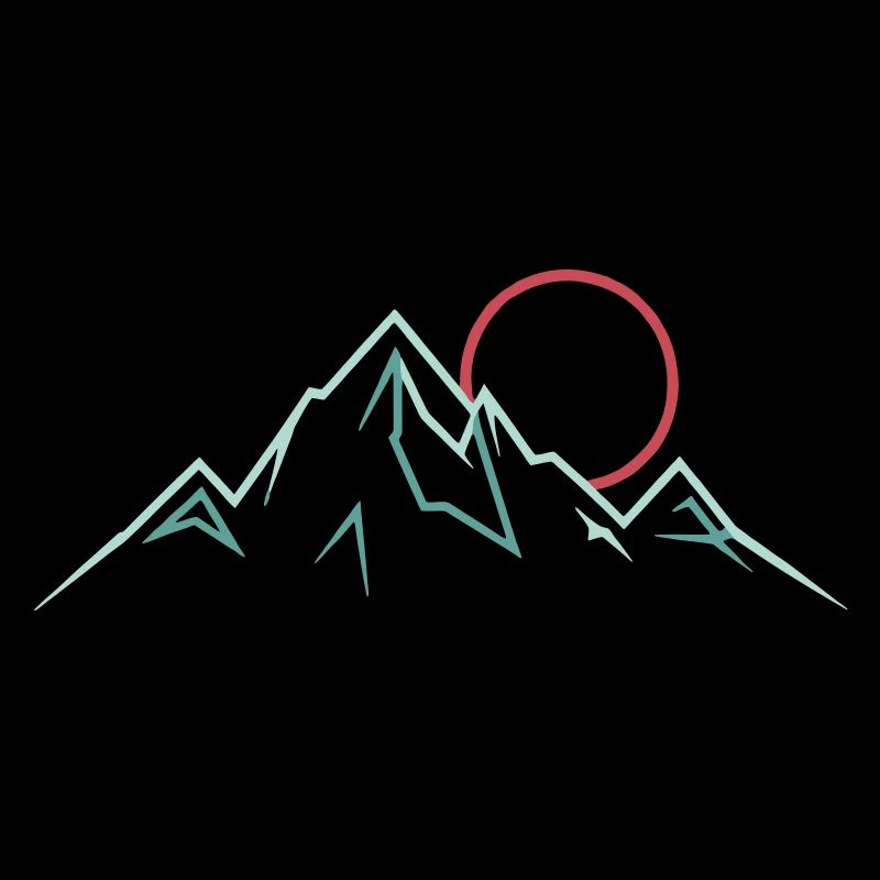Minimalist Mountain Range with Rising Sun