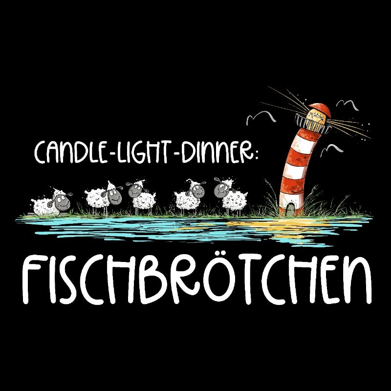 Candle Light Dinner Fischbrötchen Meer Spruch
