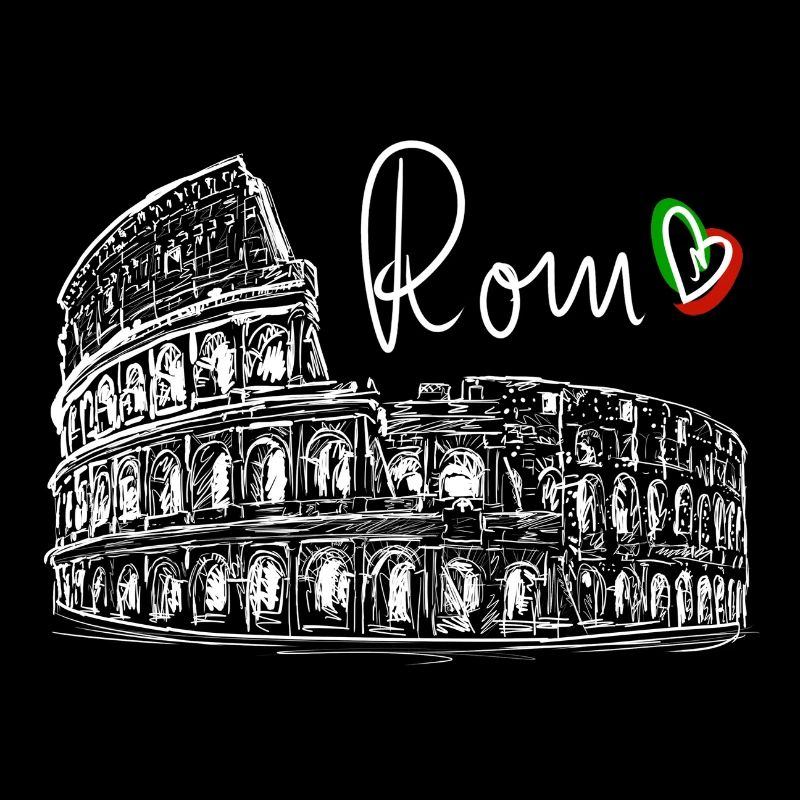 Colisée Rome dessiné à la main blanc sur noir