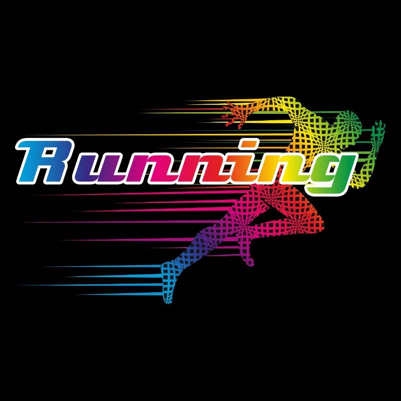 Colorful runner in sprint lettering "Running