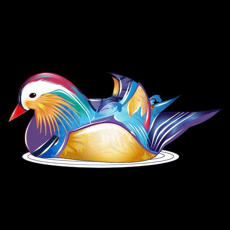 Canard mandarin coloré sur l’eau – élégance colorée